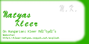 matyas kleer business card